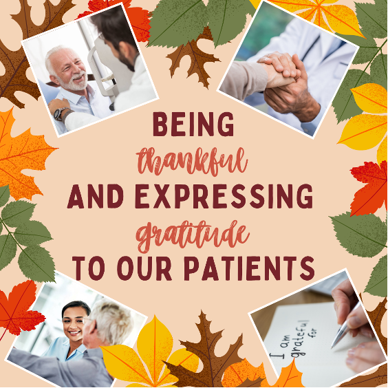 Blog title and images of patients with fall leaves